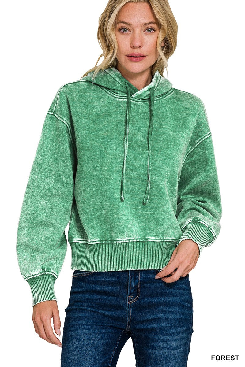 Harly Fleece Acid Wash Hoodie