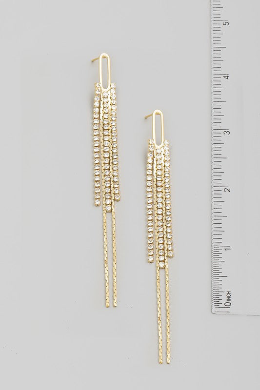 Carissa Rhinestone Fringe Earrings