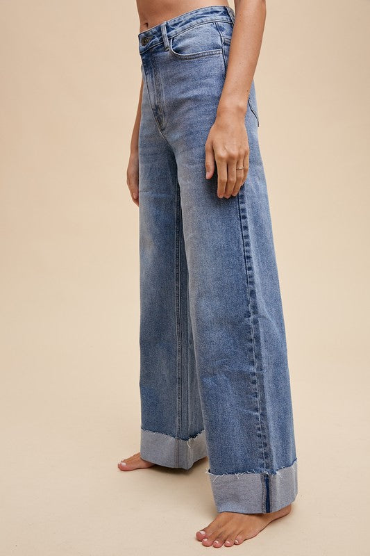 Lotus Rolled Hem Denim Pants