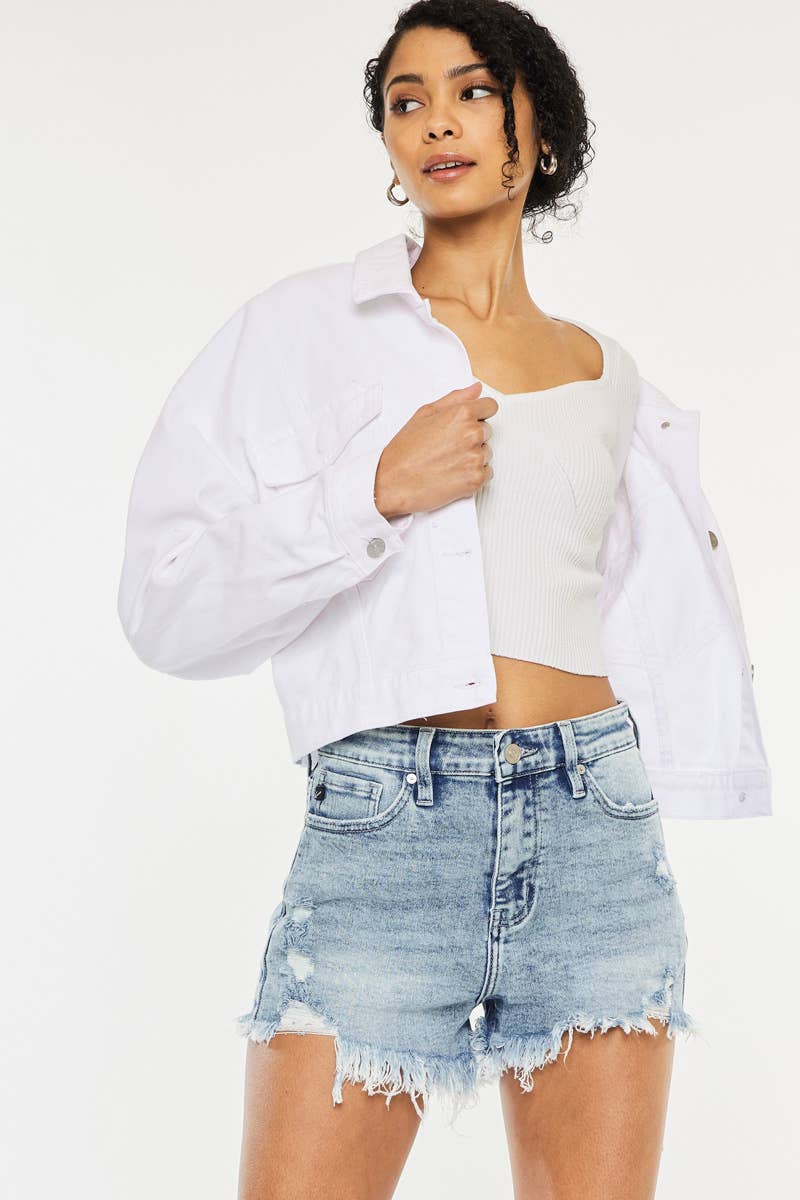 KanCan Hollie High Rise Fray Shorts LARGE ONLY! FINAL SALE