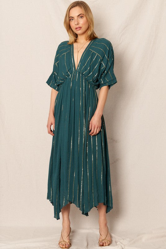 Diedre Striped Teal Midi Dress FINAL SALE