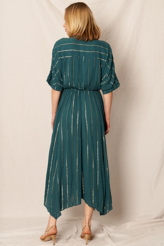Diedre Striped Teal Midi Dress FINAL SALE