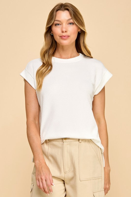 Tammie Ivory Ribbed Top