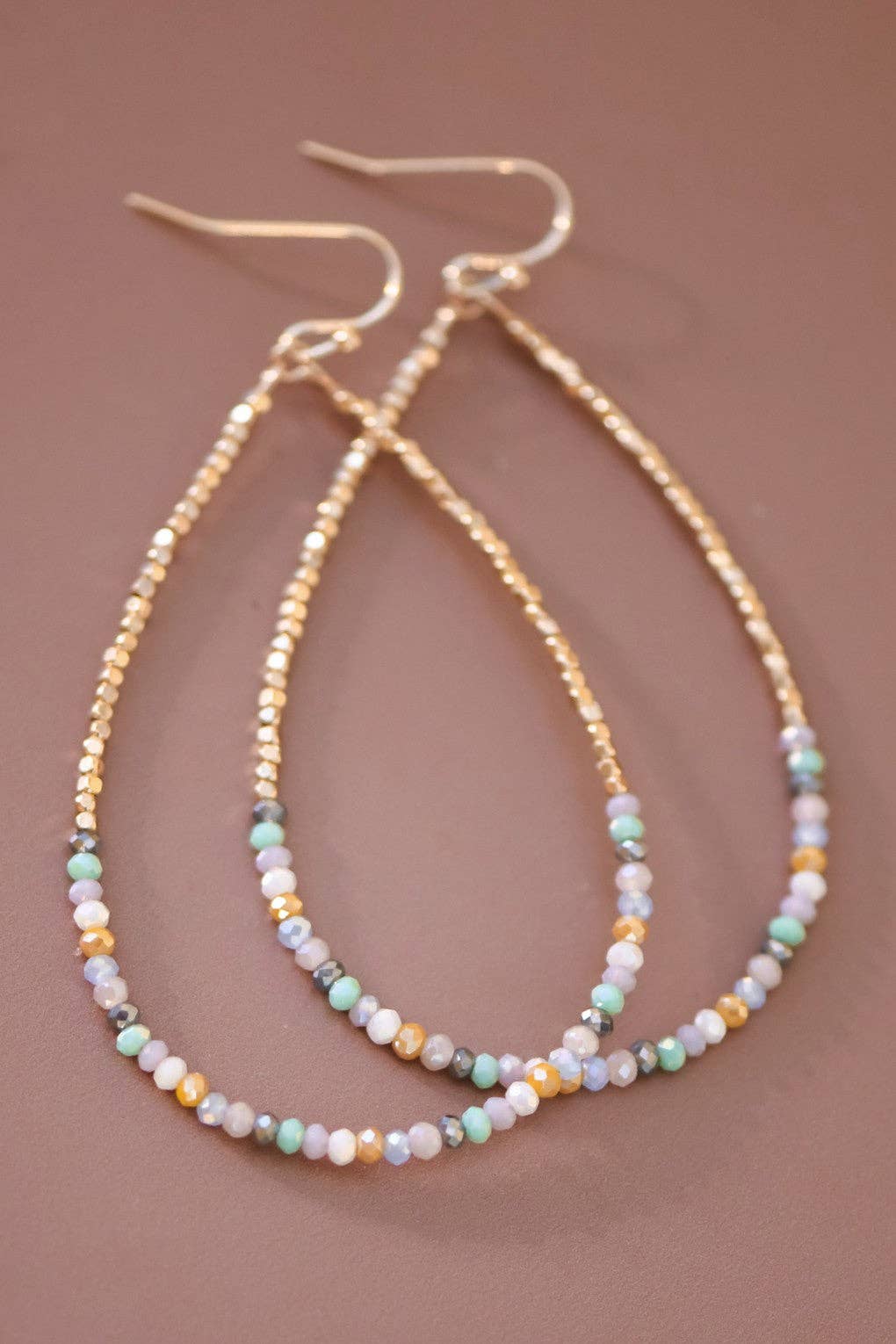 Avetta Teardrop Wire Beaded Earrings with Glass Crystals