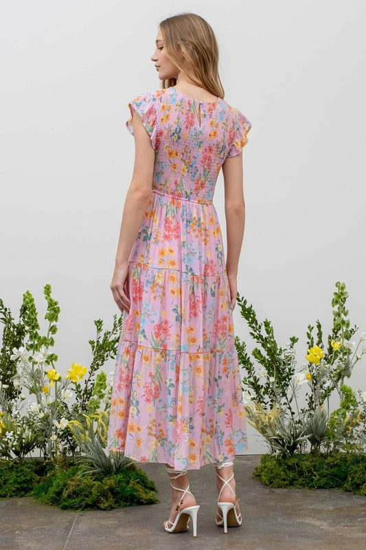 Hancock Floral Tiered Midi Dress