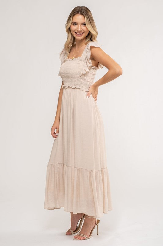 Hannah Ruffle Sleeve Midi Dress (2 Colors!)