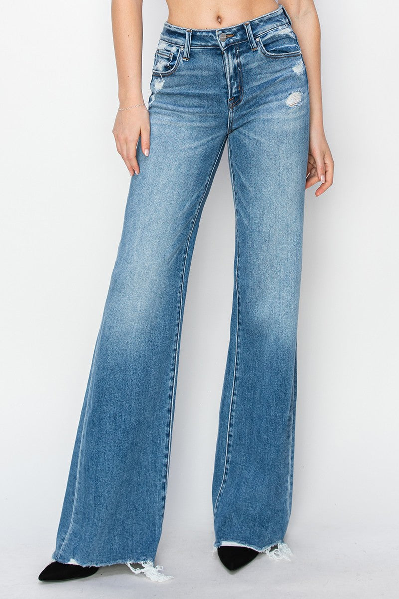 Risen Trent Mid Rise Wide Leg Jeans PREORDER