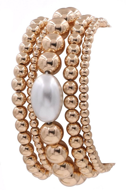 Ricki Bead Pearl Bracelet Set