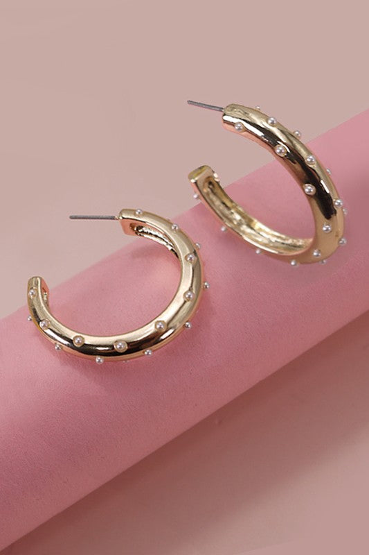 Ava Pearl Dot Hoop Earrings