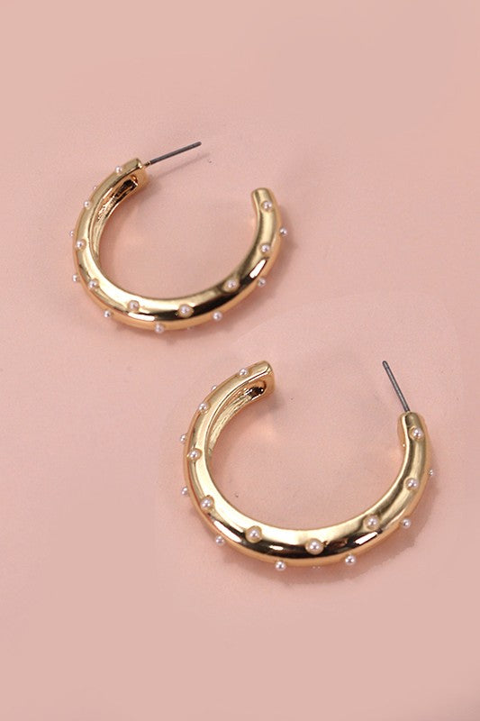 Ava Pearl Dot Hoop Earrings