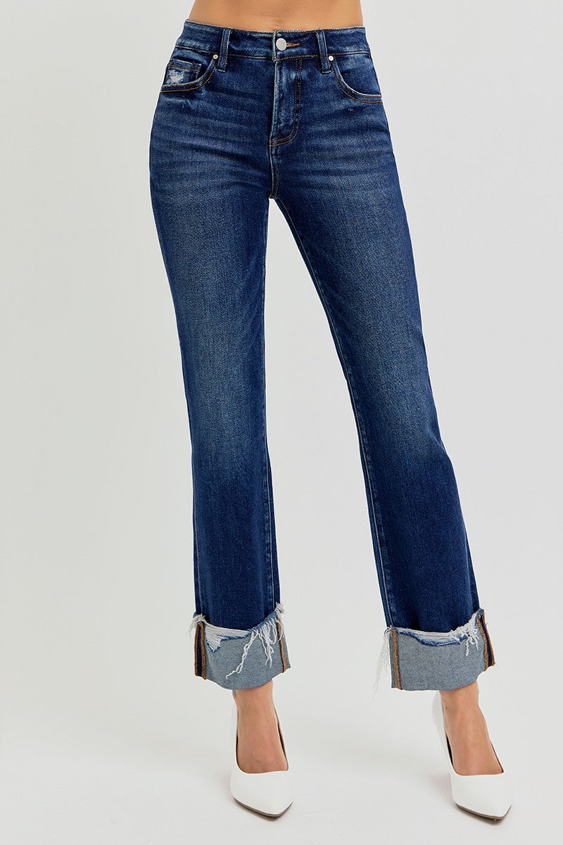 Risen Tulley High Rise Cuff Straight Jeans