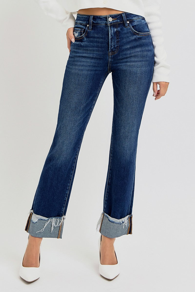 Risen Tulley High Rise Cuff Straight Jeans