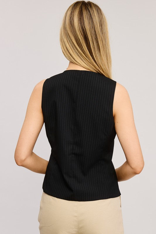 Leigh Pinstripe Button Vest