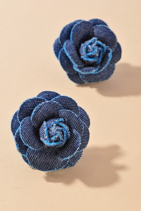 Hailey Denim Flower Earrings FINAL SALE