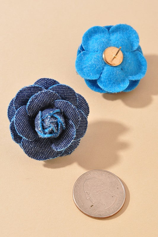 Hailey Denim Flower Earrings FINAL SALE