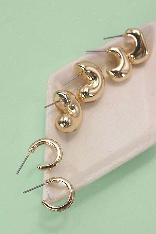 Blister Bubble Hoop Earring Trio