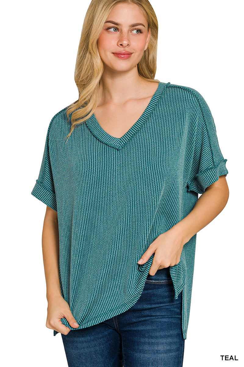 Homan Ribbed V Top