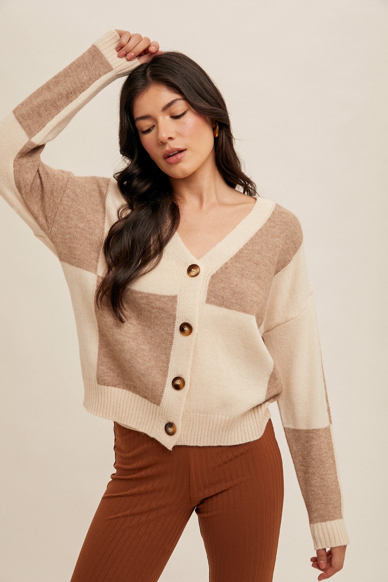 Beau Check Button Cardigan Sweater -Available Online & Frankfort Store!