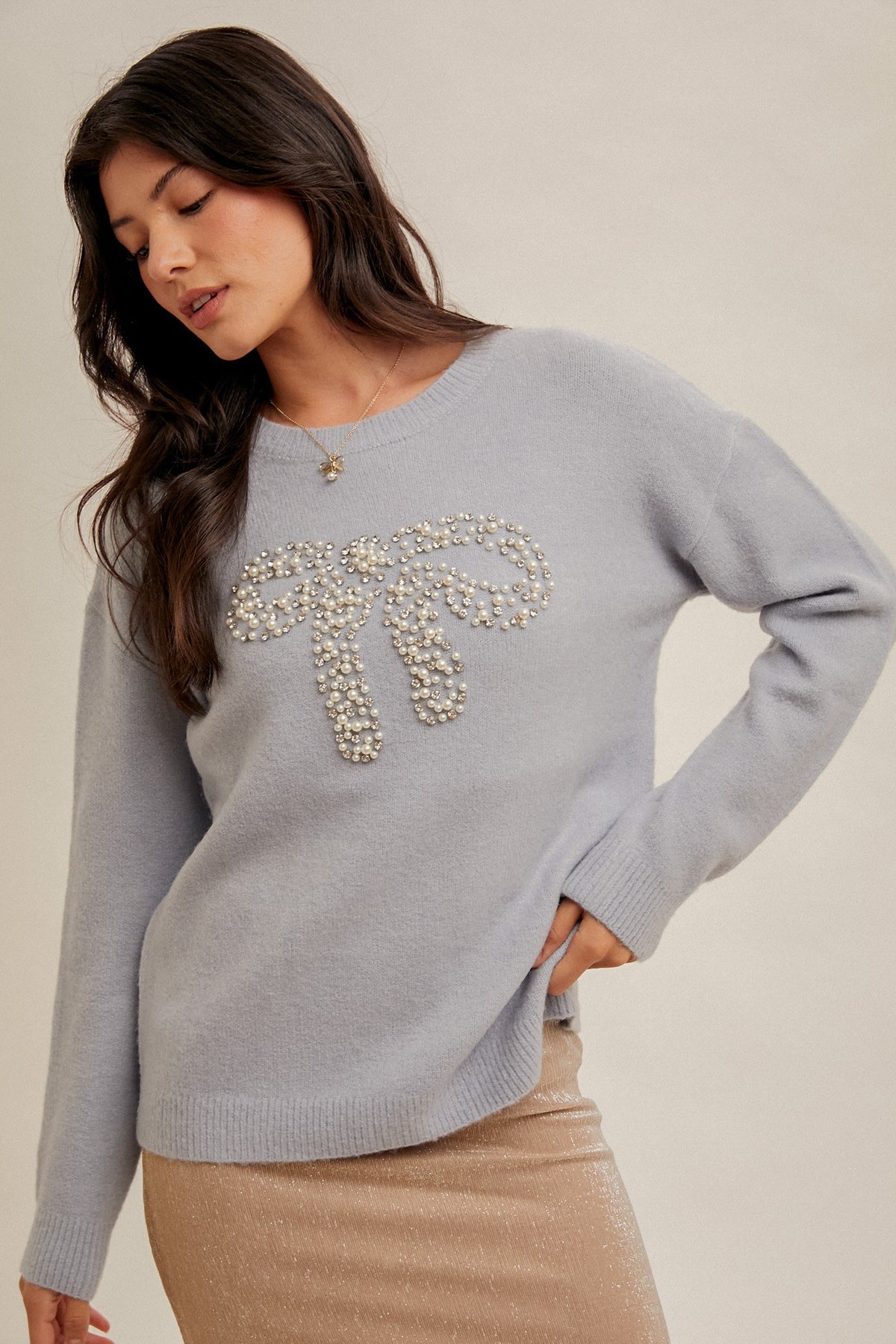 Loda Pearl Bow Sweater