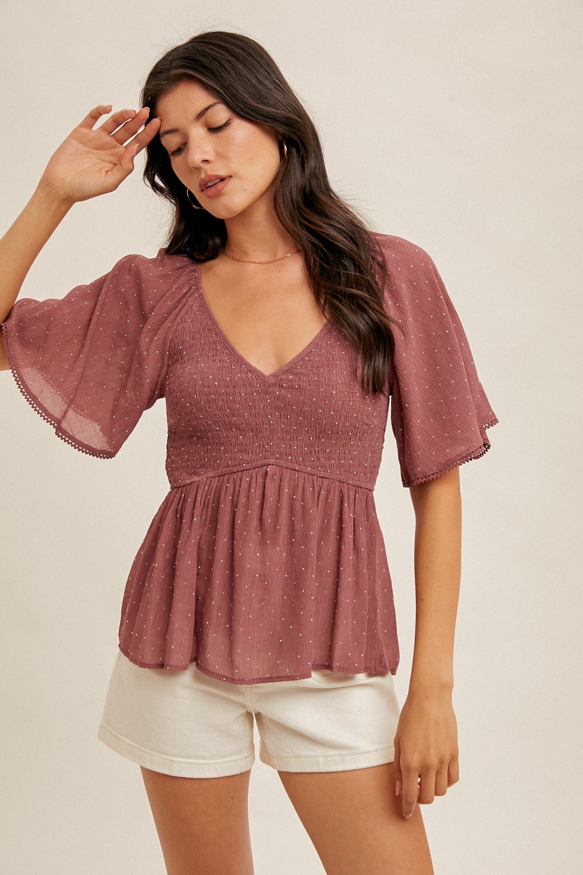 Amber Sparkle Peplum Top