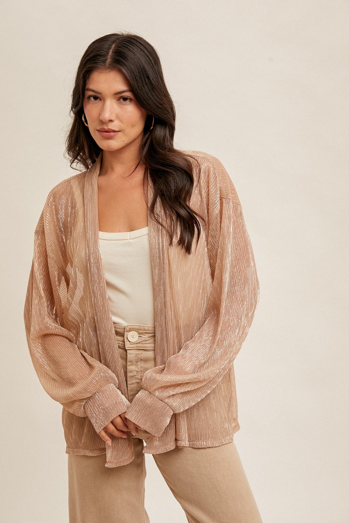 Harlem Plisse Shimmer Cardigan (2 Colors!)