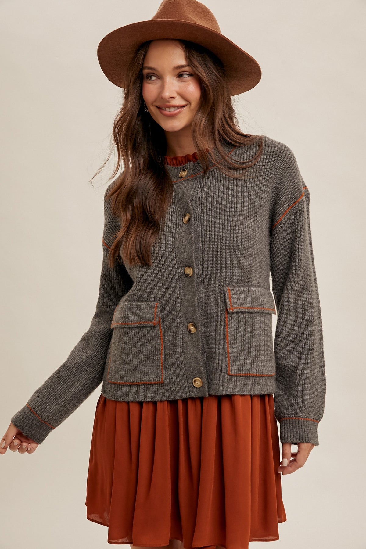 Koko Contrast Stitch Cardigan