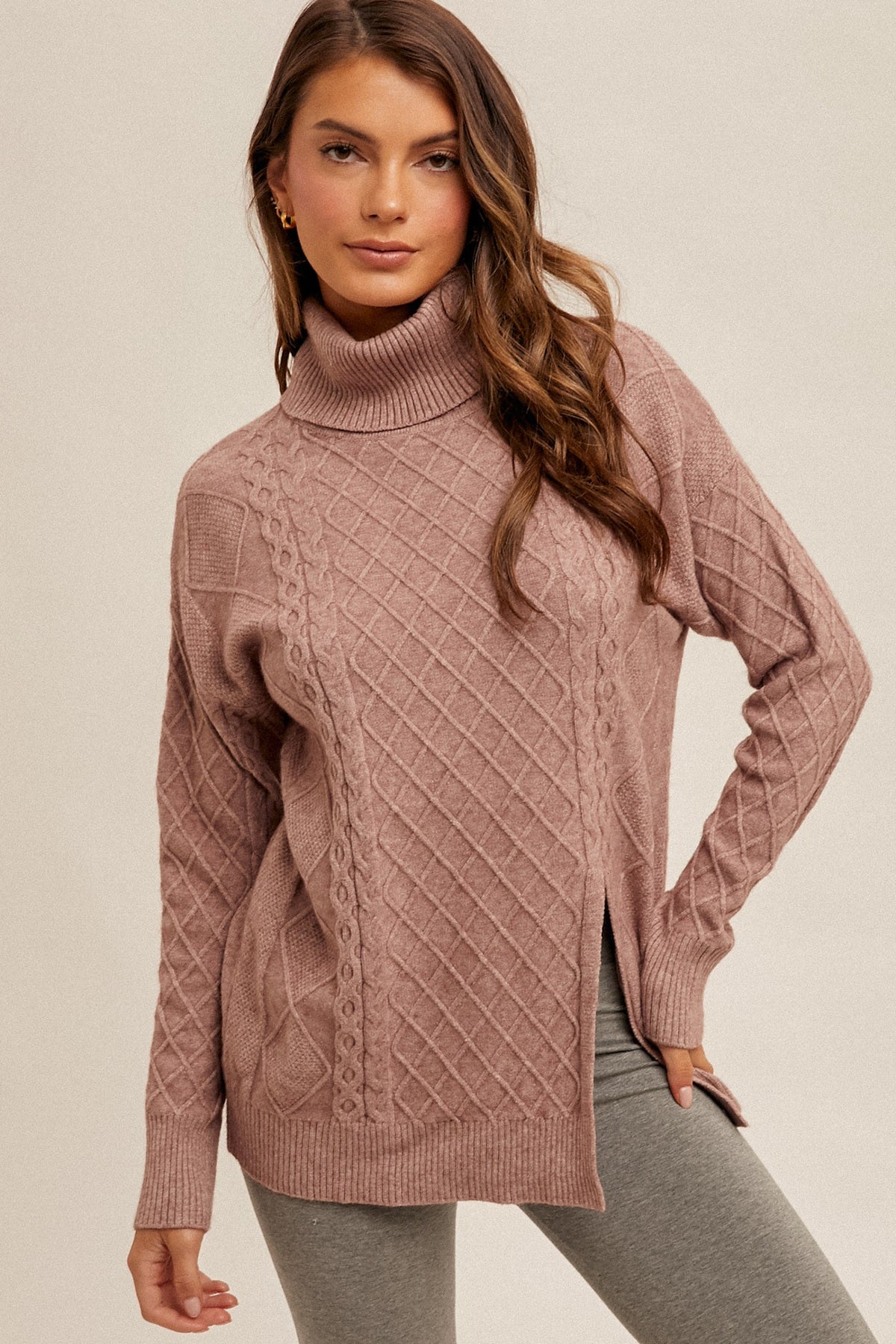Bethann Cableknit Turtleneck Sweater