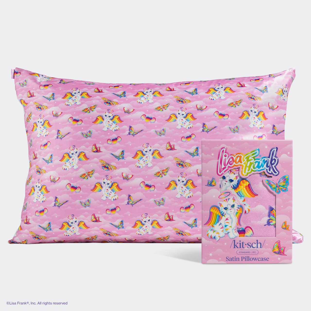 KITSCH Lisa Frank x Kitsch Standard Satin Pillowcase - Angel Kitty™