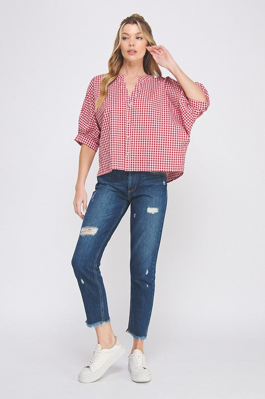 Leslee Gingham Shirt Large Only! FINAL SALE