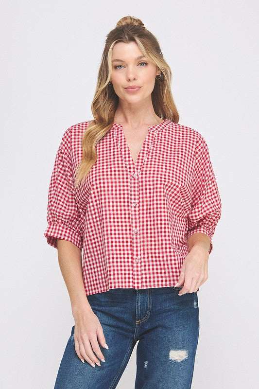 Leslee Gingham Shirt Large Only! FINAL SALE