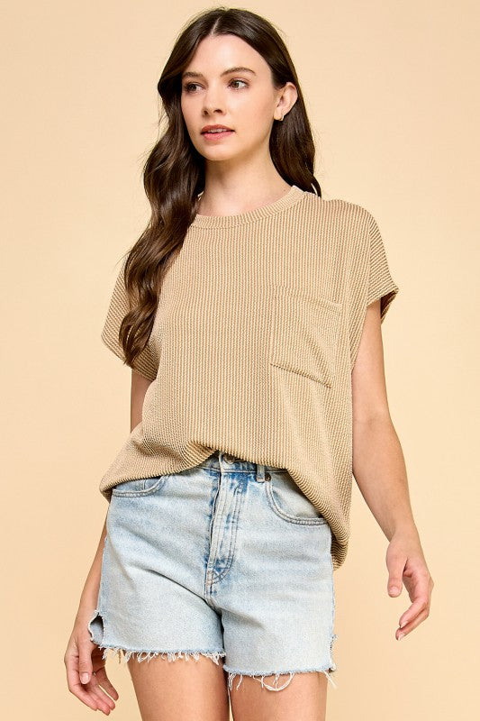 Trent Khaki Pocket Top