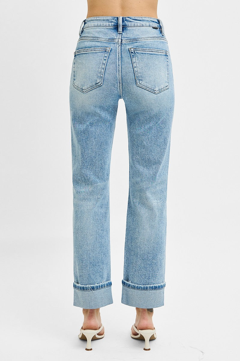 RISEN Werner High Rise Crop Rolled Straight Jeans PREORDER