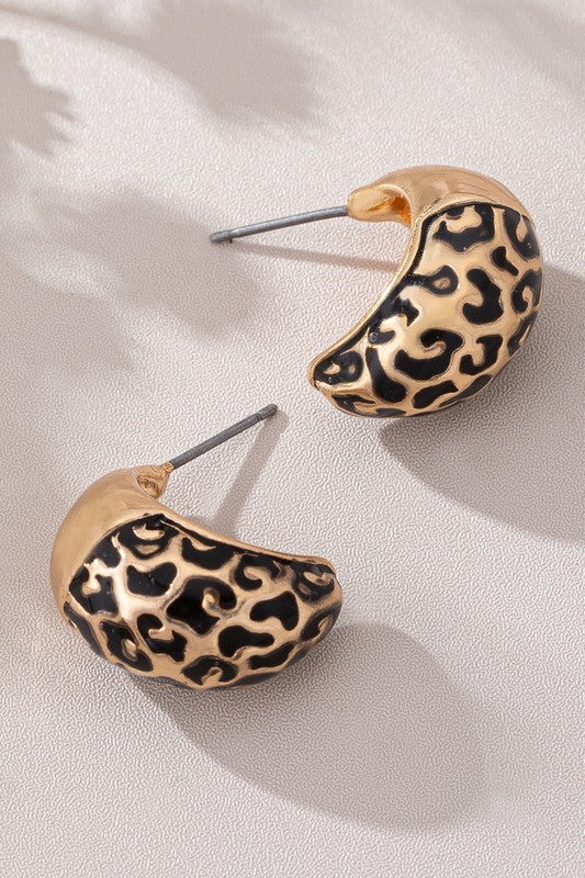 Edwardo Animal Print Huggie Earrings