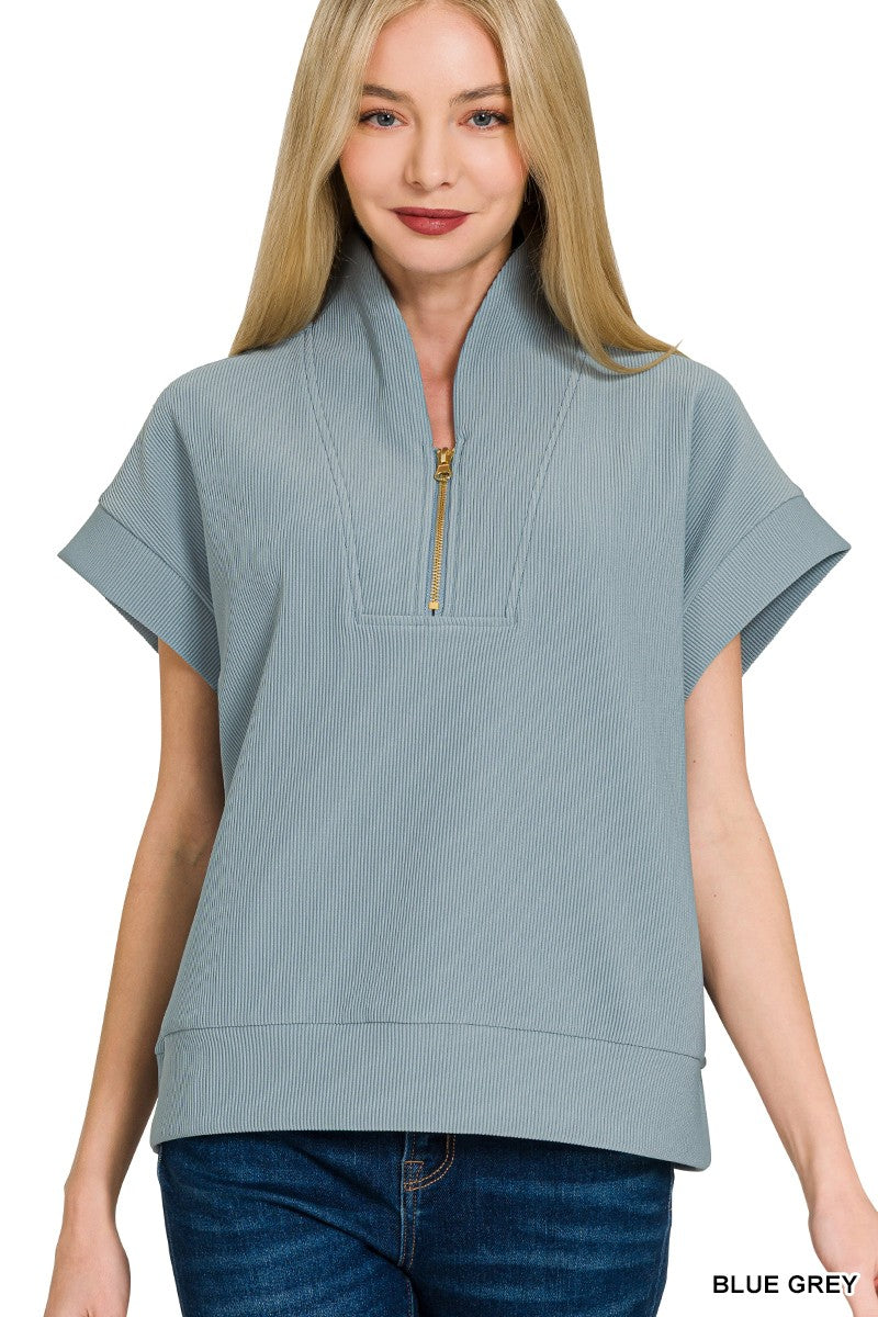 Grayson Zip Ribbed Top (5 Colors!)