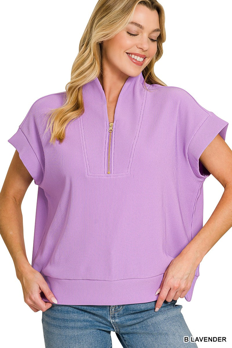 Grayson Zip Ribbed Top (L/XL ONLY!) FINAL SALE