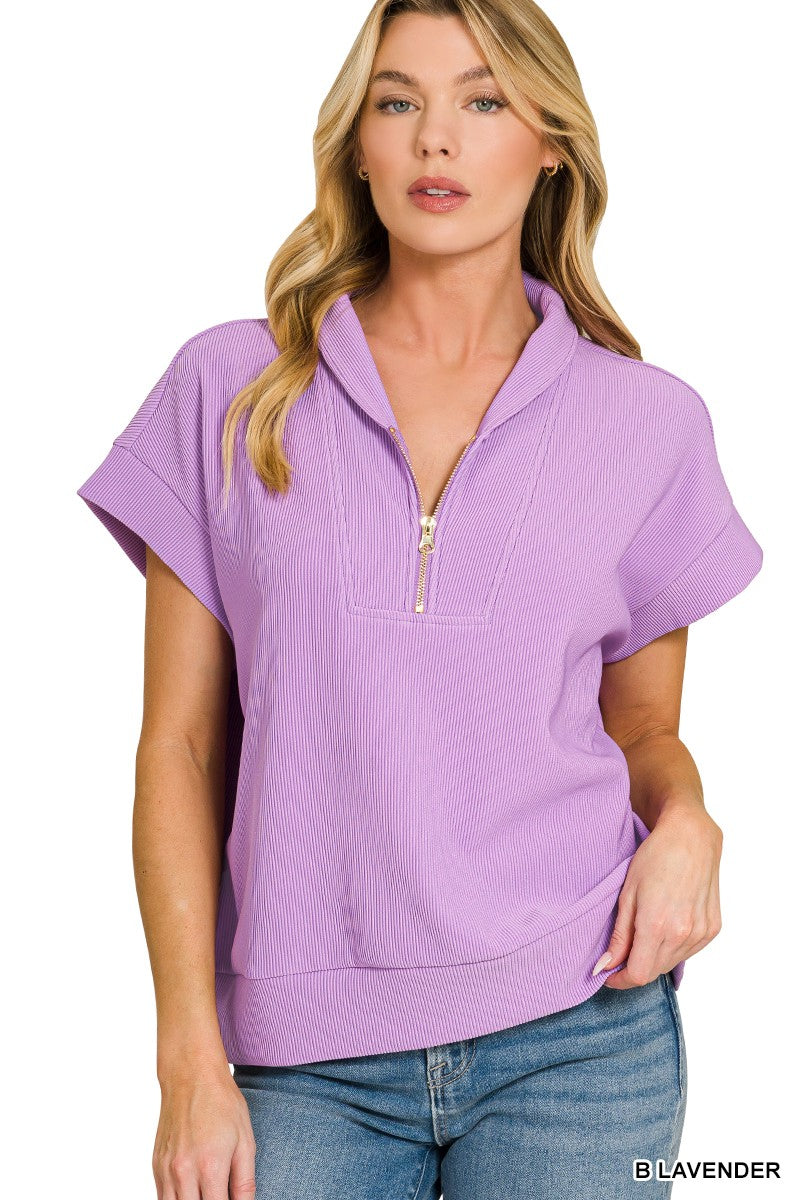 Grayson Zip Ribbed Top (L/XL ONLY!) FINAL SALE