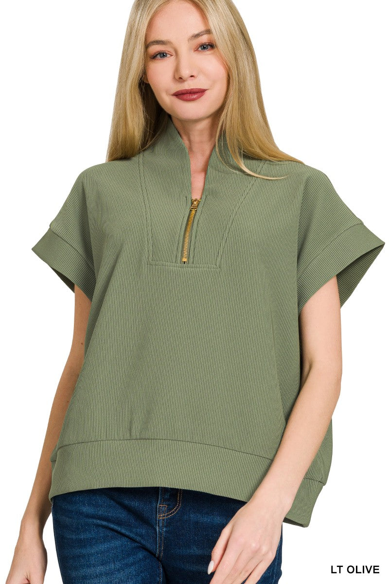 Grayson Zip Ribbed Top (5 Colors!)