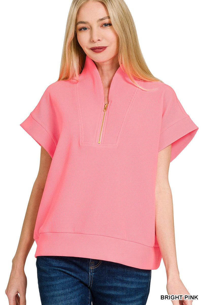 Grayson Zip Ribbed Top (L/XL ONLY!) FINAL SALE