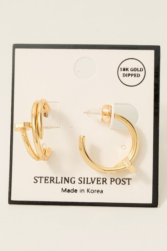 Arsi Gold Nailhead Hoop Earrings