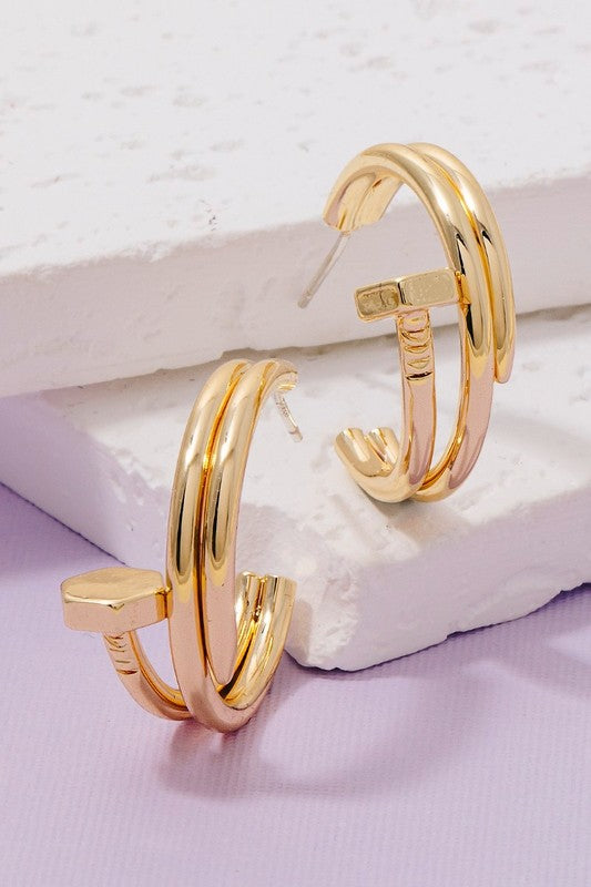 Arsi Gold Nailhead Hoop Earrings