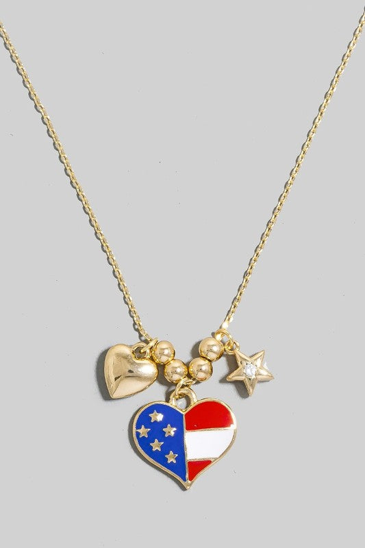 Lotus Flag Heart Necklace