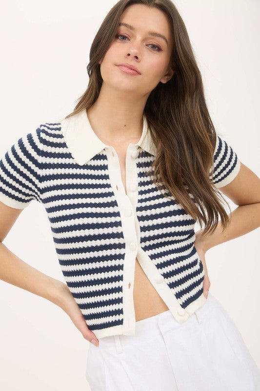 Eva Stripe Navy Top