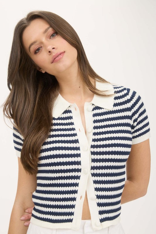Eva Stripe Navy Top
