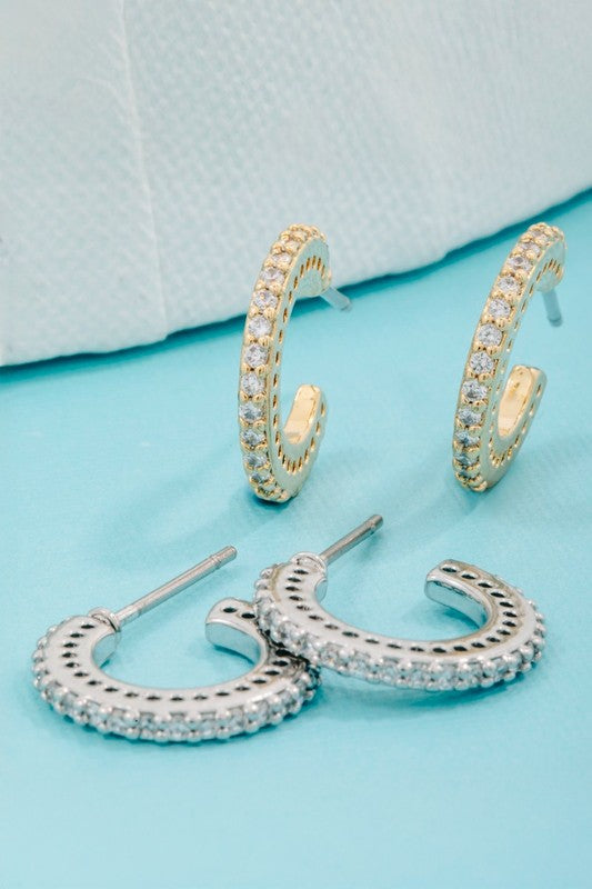 Leah Pave Hoop Earrings (2 Colors!)