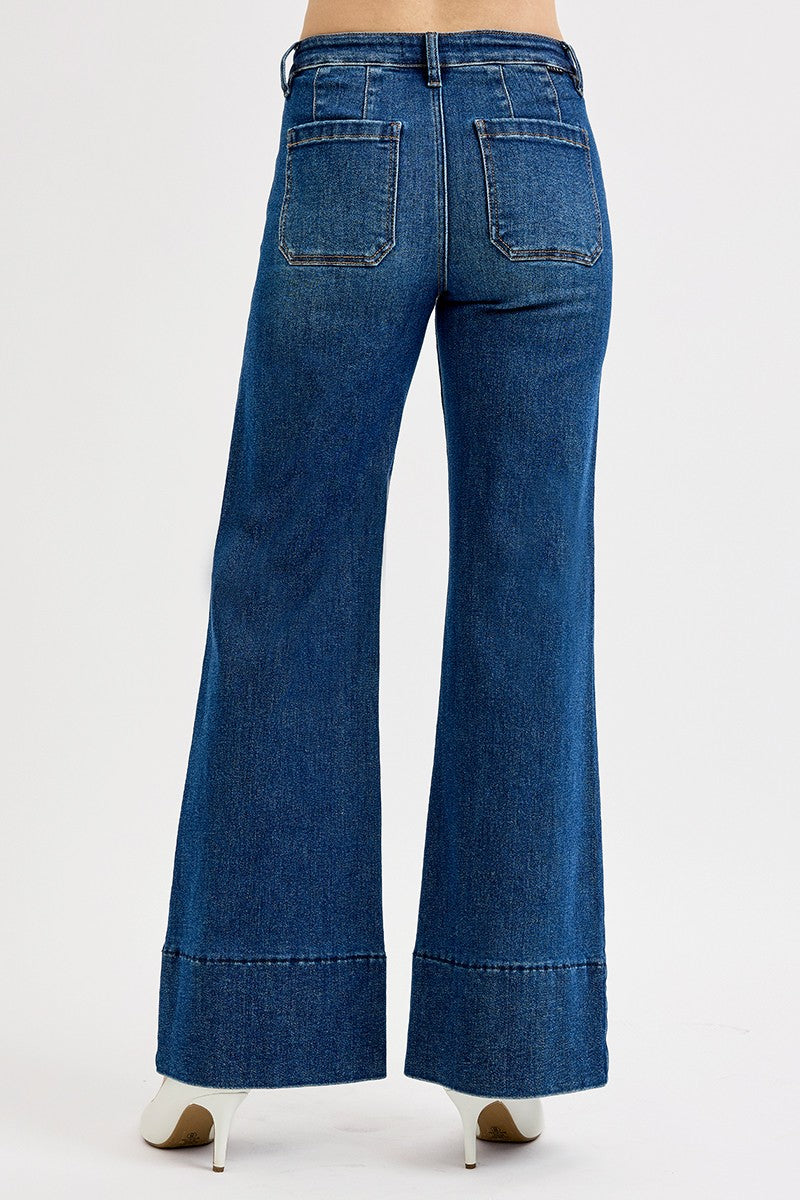 RISEN Rima Mid Rise Ankle Flare Jeans