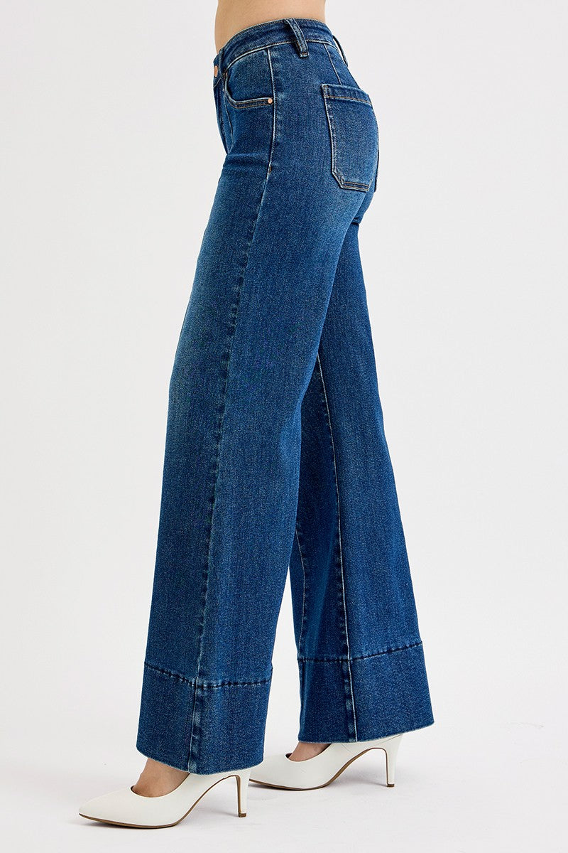 RISEN Rima Mid Rise Ankle Flare Jeans
