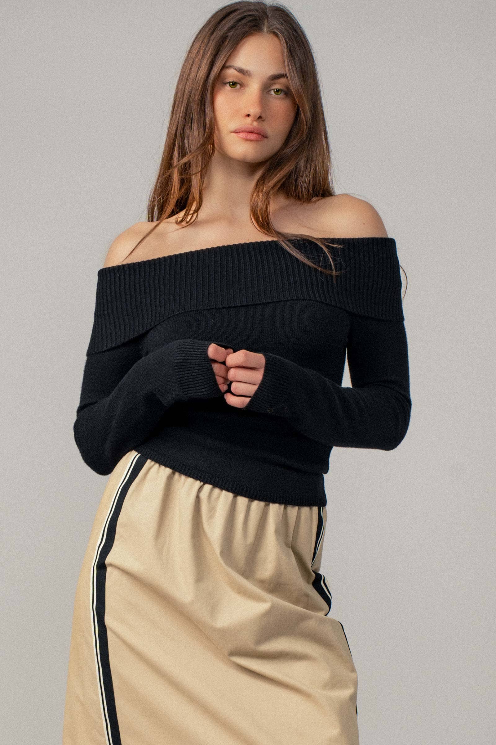 Homer Off-Shoulder Long Sleeve Sweater
