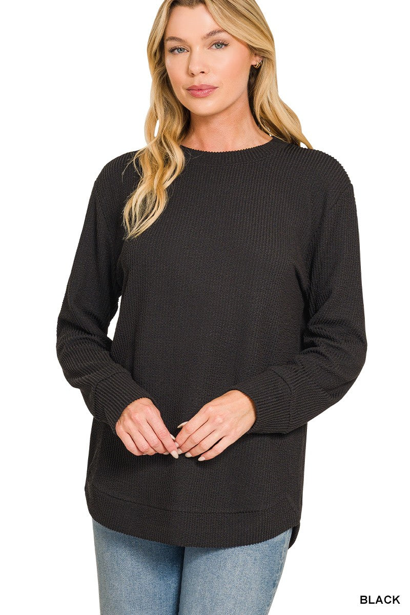 Glendah Ribbed Long Sleeve Top