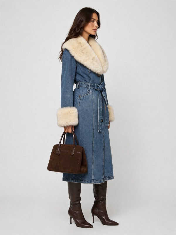 Aspen Denim Fur Coat