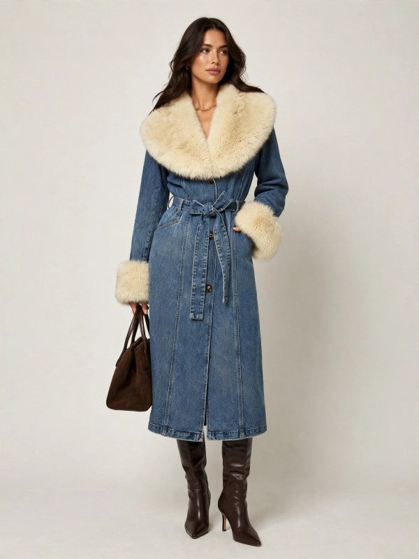 Aspen Denim Fur Coat